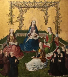 Madona com o Menino no caramanchão de rosas (Maria mit dem Kind in der Rosenlaube), ca. 1470
