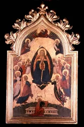 Madonna em um Mandorla com a música fazendo anjos