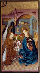 A Pintura de Anunciação do Mestre do Alto Reno (século XV) 1460 Lyon, Musee des Beaux Arts