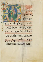 Folha de Manuscrito com a Festa de Santo André numa Primeira M ..., segunda metade do século XV.