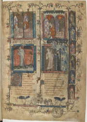 Miniatura de um manuscrito do Roman de la Rose por Guillaume de Lorris e Jean de Meun, 1353