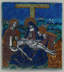 Painel Tríptico com Pietá, francês, séculos XV-XVIII.