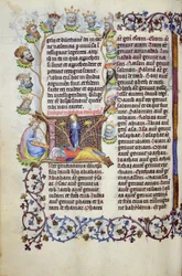 Ms 289.3 f.67v A árvore de Jesse saindo de uma inicial, do Evangelho de São Mateus, Utrecht, c.1425 (folha de ouro, tinta dourada e têmpera sobre pergaminho)