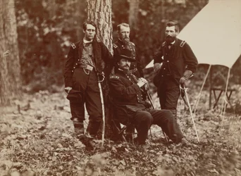 O general W. S. Hancock e o estado-maior