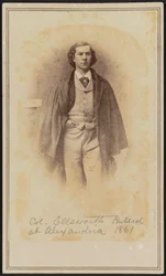Carte-de-visite retrato do Cel. Elmer Ephraim Ellsworth, 1861.