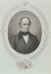 Daniel Webster, de "A História dos Estados Unidos", vol. II, de Charles Mackay, gravado por T. Knight de um daguerreótipo (gravura)