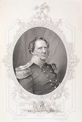 Winfield Scott (1786-1866) de "A História dos Estados Unidos", vol. II, de Charles Mackay, gravado por Charles Holl, de um daguerreótipo