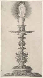 Castiçal com vela acesa de: Insigne Ac Ac Plane Novum Opus Cratero graphicum, Ein n..., 1551.