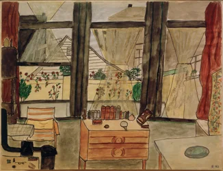 O quarto do Max Beckmann com a cortina aberta