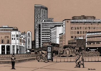 Wellesley Road - Croydon, 2016 (tinta acrílica sobre cartão)