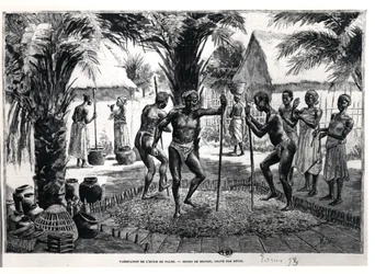 Ovelha, homens, fazer, óleo palma, tarde, 19o século, (bw, photo)