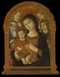 A Virgem e o Menino entre os Santos João Evangelista, Tiago e dois Anjos, c.1480-1490 (têmpera e óleo sobre painel)
