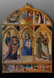 Madona e Menino com os Santos Tiago, Agostinho, Bernardino e Margarida, primeiras décadas do século XIV (têmpera sobre painel)