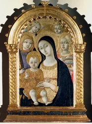 Virgem com Jesus menino, São Miguel, Santa Maria Madalena (Pintura sobre madeira