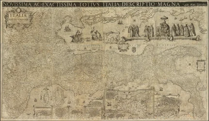 Mapa de Itália de 1630 de Matthaeus Greuter, publicado em 1657 por Stefano Scolari