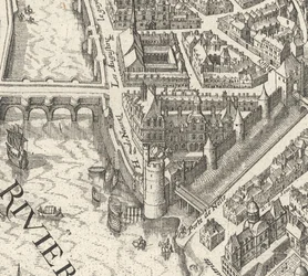 Hôtel de Nevers no plano de Merian de 1615 de Paris - David Rumsey