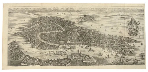 Panorama dobrável de Veneza, 1688, impresso em c.1700