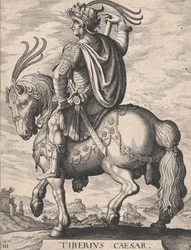 Placa 3: Imperador Tibério a Cavalo, de "Os Doze Primeiros Césares Romanos", depois de Te..., 1610-50.
