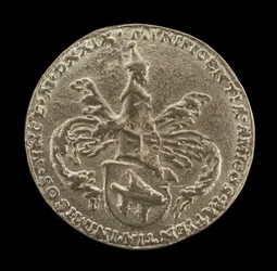 Shield of Arms, Crest and Mantling [marcha atrás], 1529.