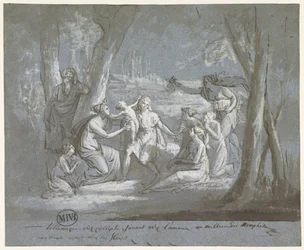 Telemachus e Calypso a brincar com um Amor