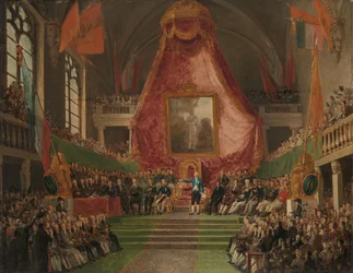 A inauguração solene da Universidade de Ghent pelo Príncipe de Orange na Sala do Trono da Câmara Municipal em 9 de outubro de 1817