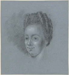 Retrato de uma mulher, virado para a esquerda