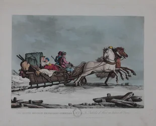 A carruagem de viagem russa de inverno, década de 1810