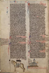 Dois Templários em um cavalo De Chronica maiora I por Matthew Paris, século XIII
