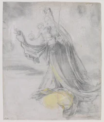 Virgem e Menino nas Nuvens, c.1509-11 (carvão e amarelo sobre papel)