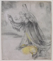 "A Virgem tem o menino nas nuvens" (Virgin and Child in the Clouds), c.1509-1511 (aguarela)