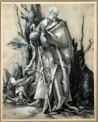 Um santo na madeira Estudo (Desenho a tinta