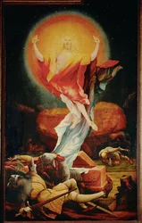 A Ressurreição - um painel do Altar de Isenheim (pintura sobre madeira de tília)