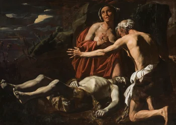 Adão e Eva lamentam a morte de Abel, 1632-1635.
