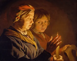 Mulher velha e um rapaz à luz de velas, 1630-1650.