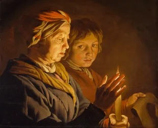 Mulher adulta e um menino à luz de velas, 1630-1650