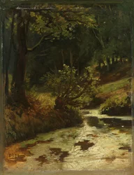 Brook in the Woods perto de Oosterbeek Um riacho na floresta perto de Oosterbeek