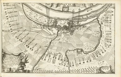 Sítio de Keizersweerd, 1702
Plan de la Ville de Keyserswert (título sobre o objecto)