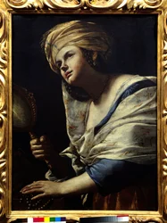 Vanite Woman with Turban and Mirror - Pintura de Mattia Preti (1613-1699) Século XVII Florença, Galeria Uffizi