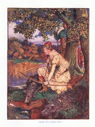 Saia veado branco, ilustração de contos de fadas de lady Anns, 1914