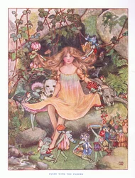 Pansy com as fadas, ilustração de contos de fadas de lady Anns, 1914