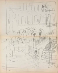 Caderno de desenho italiano: Bridge St. Margarita, páginas 67 e 68, 1898-1899.