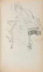 Caderno de desenho italiano: Costura de mulher sentada, página 153, 1898-1899.