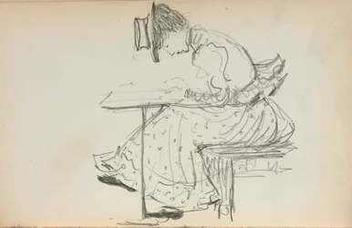 Caderno de desenho italiano: Mulher sentada página 107, 1898-1899.