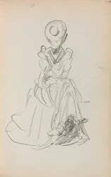 Caderno de desenho italiano: Mulher sentada página 114, 1898-1899.