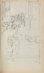 Caderno de desenho italiano: Escadas com figuras, página 165, 1898-1899.