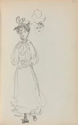 Caderno de desenho italiano: Mulher em pé, página 52, 1898-1899.