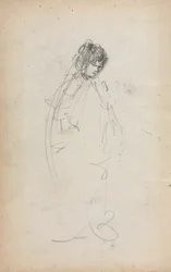 Caderno de desenho italiano: Mulher em pé, página 1, 1898-1899.