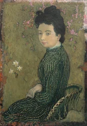 Eva Meurier com um vestido verde