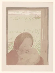 Mãe com bebê na frente de uma janela