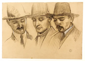 Retratos do padre Couturier, Charles Plessard e André Lecoutey. Estudo para a cúpula Dutuit: os três arquitectos da Escola Francesa de Roma